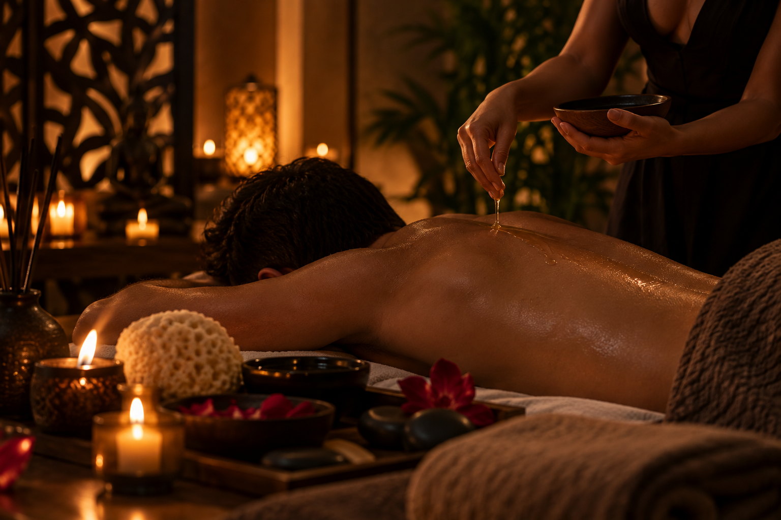 Atendimento com velas e aromas