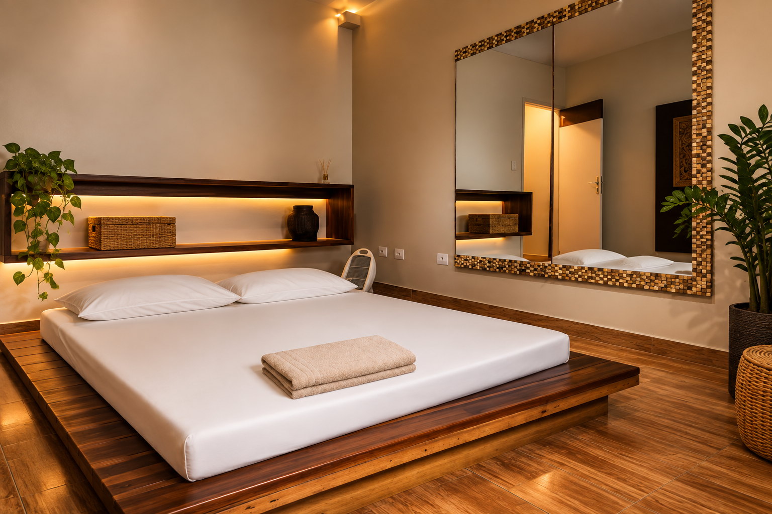 Suíte com futon e espelho